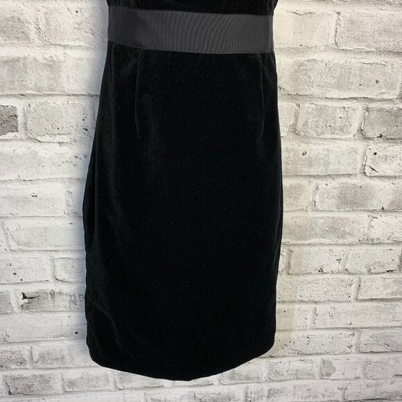 Milly Black Velvet Empire Waist Strapless Scalloped Babydoll Formal Dress - Picture 3 of 13